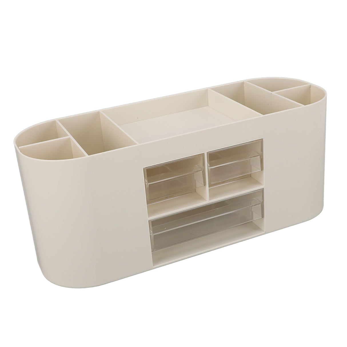 Pen Holder with Transparent Drawers Large Capacity Multiple Compartment Plastic Pencil Storage Organizer for Office Desk White