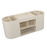 Pen Holder with Transparent Drawers Large Capacity Multiple Compartment Plastic Pencil Storage Organizer for Office Desk White