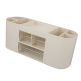 Pen Holder with Transparent Drawers Large Capacity Multiple Compartment Plastic Pencil Storage Organizer for Office Desk White - Rear View