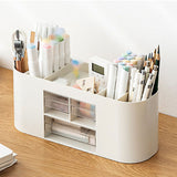 Pen Holder with Transparent Drawers Large Capacity Multiple Compartment Plastic Pencil Storage Organizer for Office Desk White