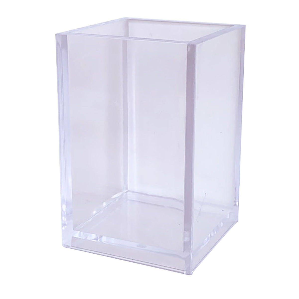 Acrylic Pencil Pen Holder Cup Transparent Clear Makeup Brush Storage Box Desktop Stationery Organizer for Office School Home