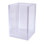 Acrylic Pencil Pen Holder Cup Transparent Clear Makeup Brush Storage Box Desktop Stationery Organizer for Office School Home
