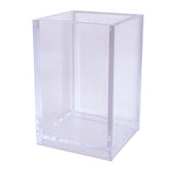 Acrylic Pencil Pen Holder Cup Transparent Clear Makeup Brush Storage Box Desktop Stationery Organizer for Office School Home