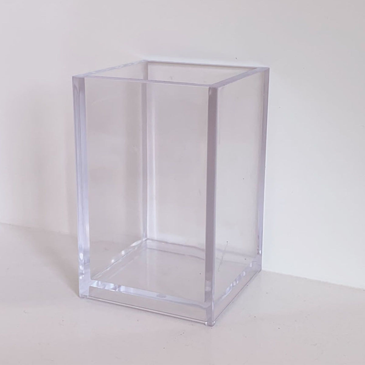 Acrylic Pencil Pen Holder Cup Transparent Clear Makeup Brush Storage Box Desktop Stationery Organizer for Office School Home
