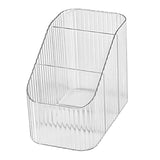 Pen Holder with 3 Compartments PP Transparent Makeup Brush Holder Desktop Stationery Organizer for Bedroom Dorm School Office - Front View