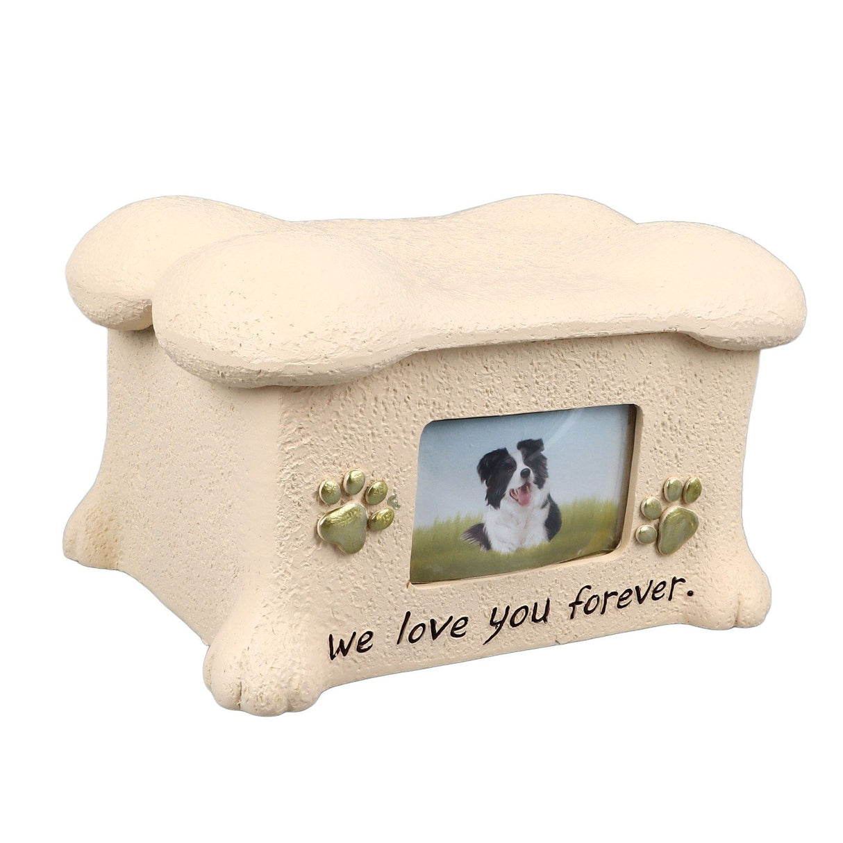 Pet Memorial Urns for Dog Ashes Pet Urns Box Dog Ashes Keepsake Box Dog Urn With 2 Paws Photo Display Bone Shaped Lid