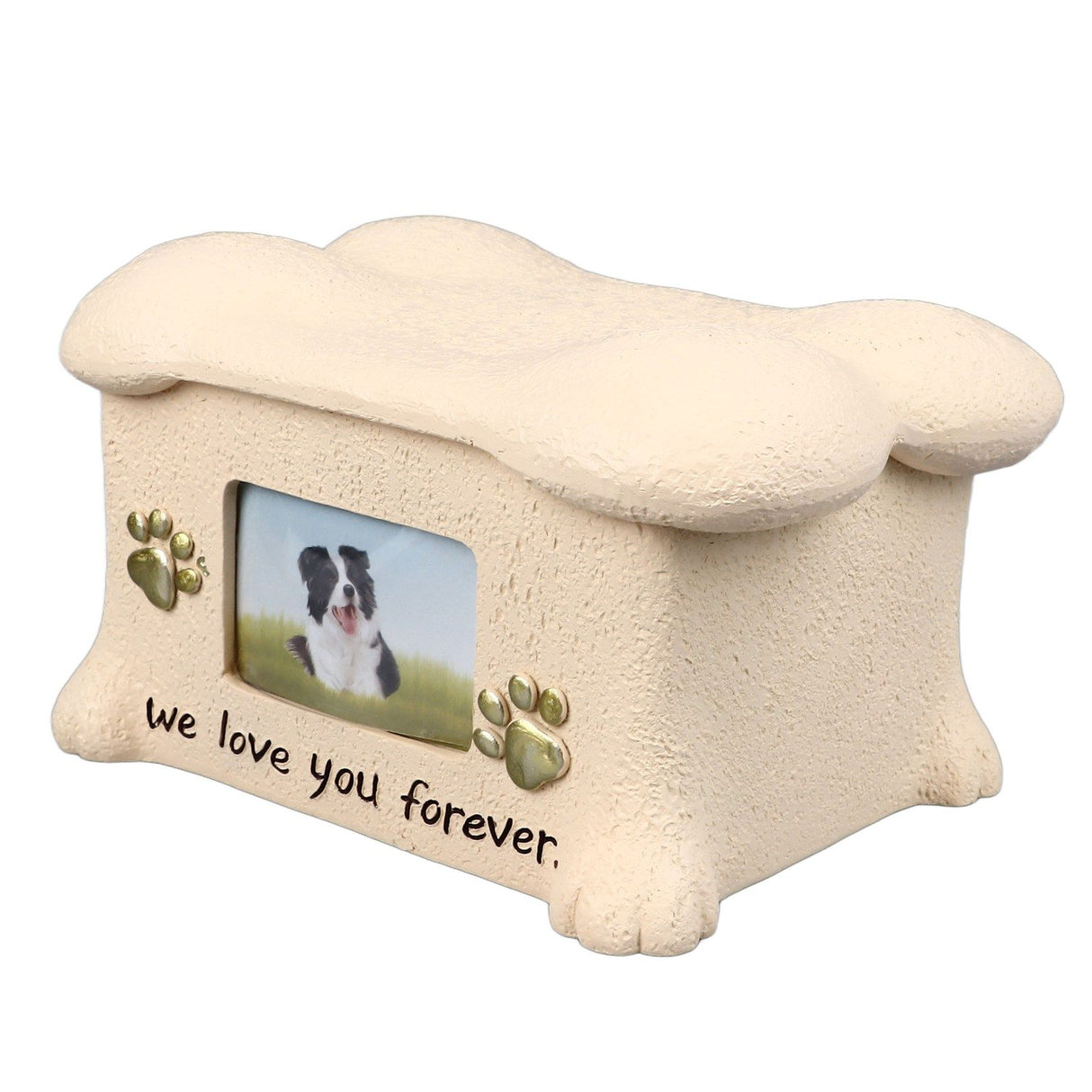 Pet Memorial Urns for Dog Ashes Pet Urns Box Dog Ashes Keepsake Box Dog Urn With 2 Paws Photo Display Bone Shaped Lid