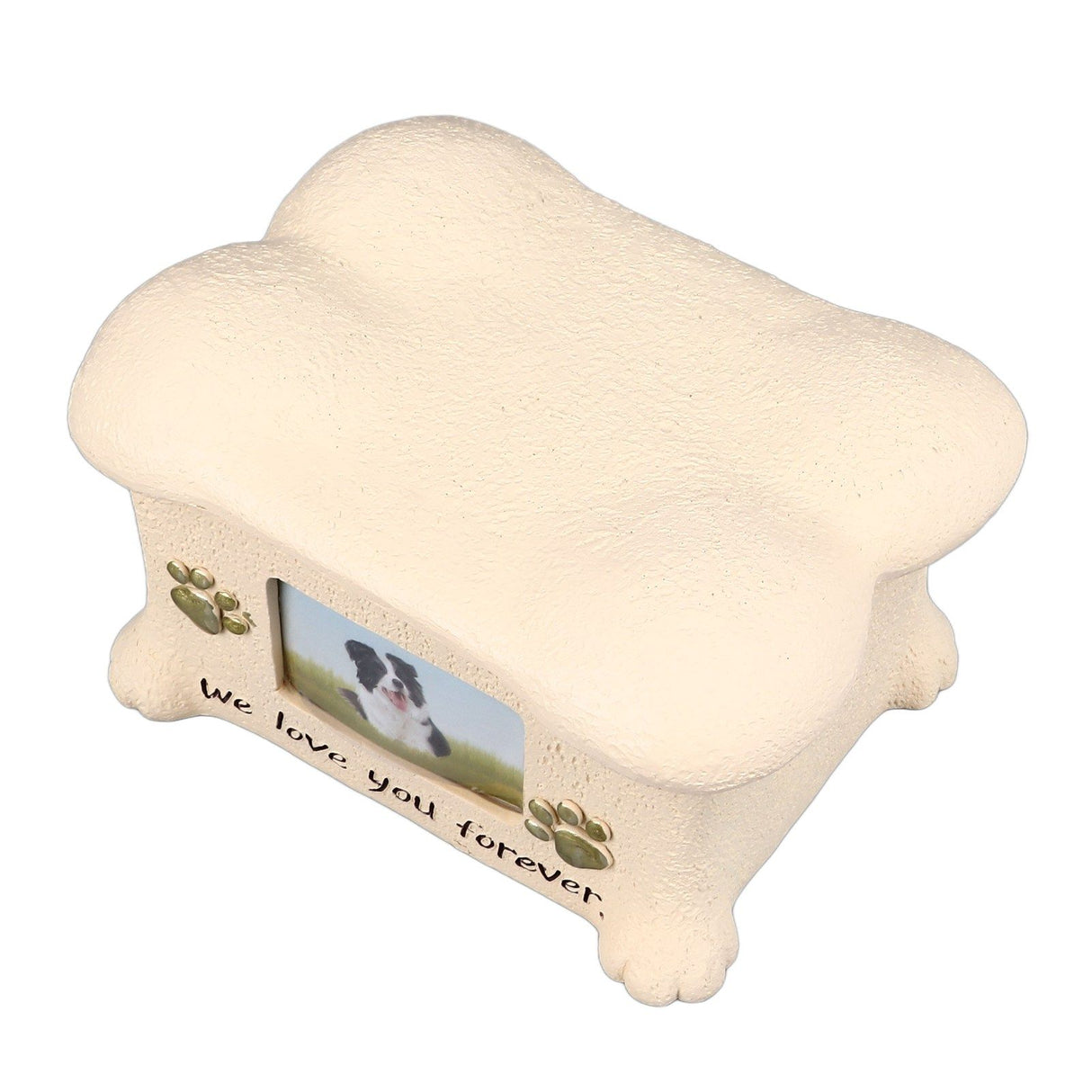 Pet Memorial Urns for Dog Ashes Pet Urns Box Dog Ashes Keepsake Box Dog Urn With 2 Paws Photo Display Bone Shaped Lid