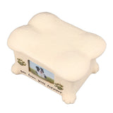 Pet Memorial Urns for Dog Ashes Pet Urns Box Dog Ashes Keepsake Box Dog Urn With 2 Paws Photo Display Bone Shaped Lid - Close-Up Angle