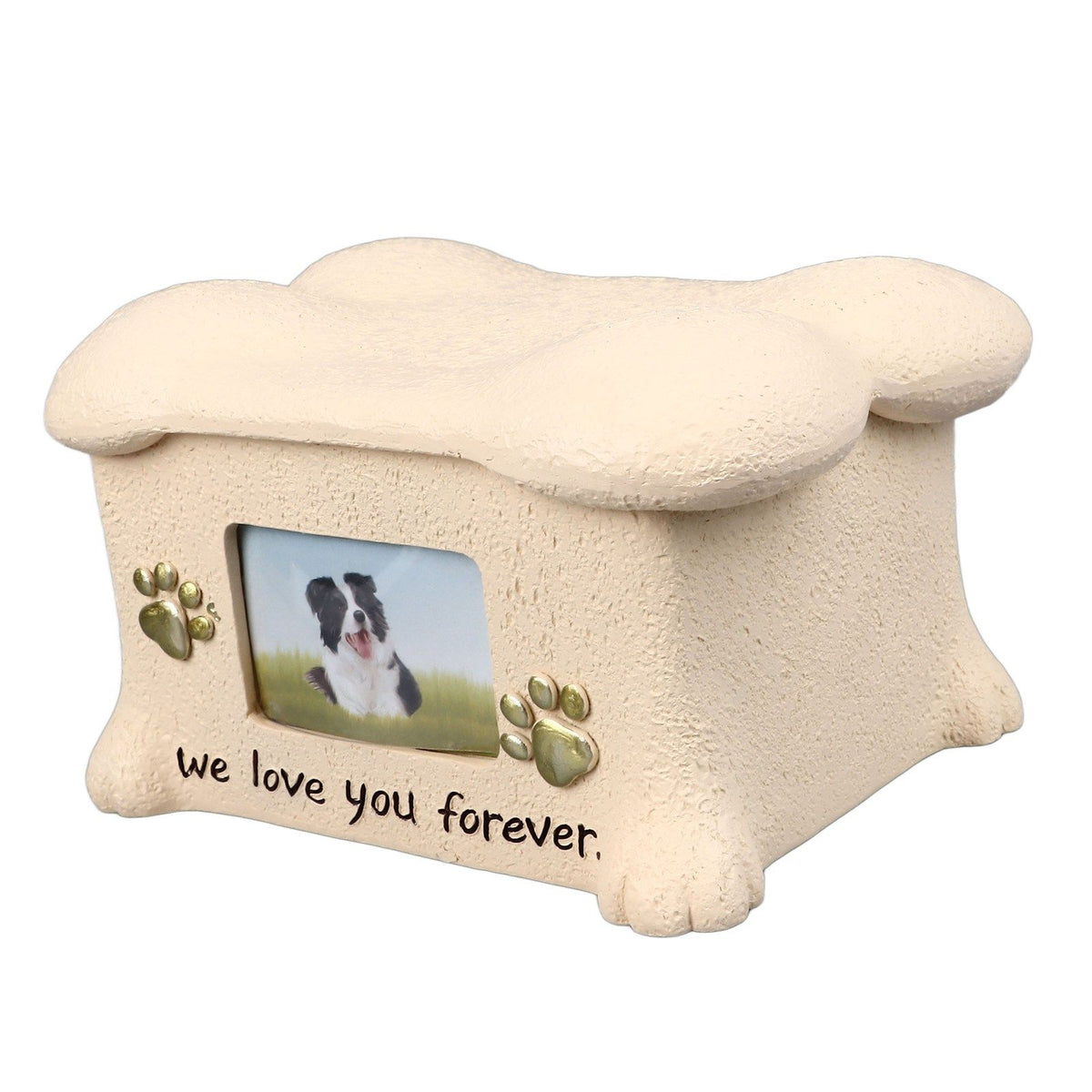 Pet Memorial Urns for Dog Ashes Pet Urns Box Dog Ashes Keepsake Box Dog Urn With 2 Paws Photo Display Bone Shaped Lid