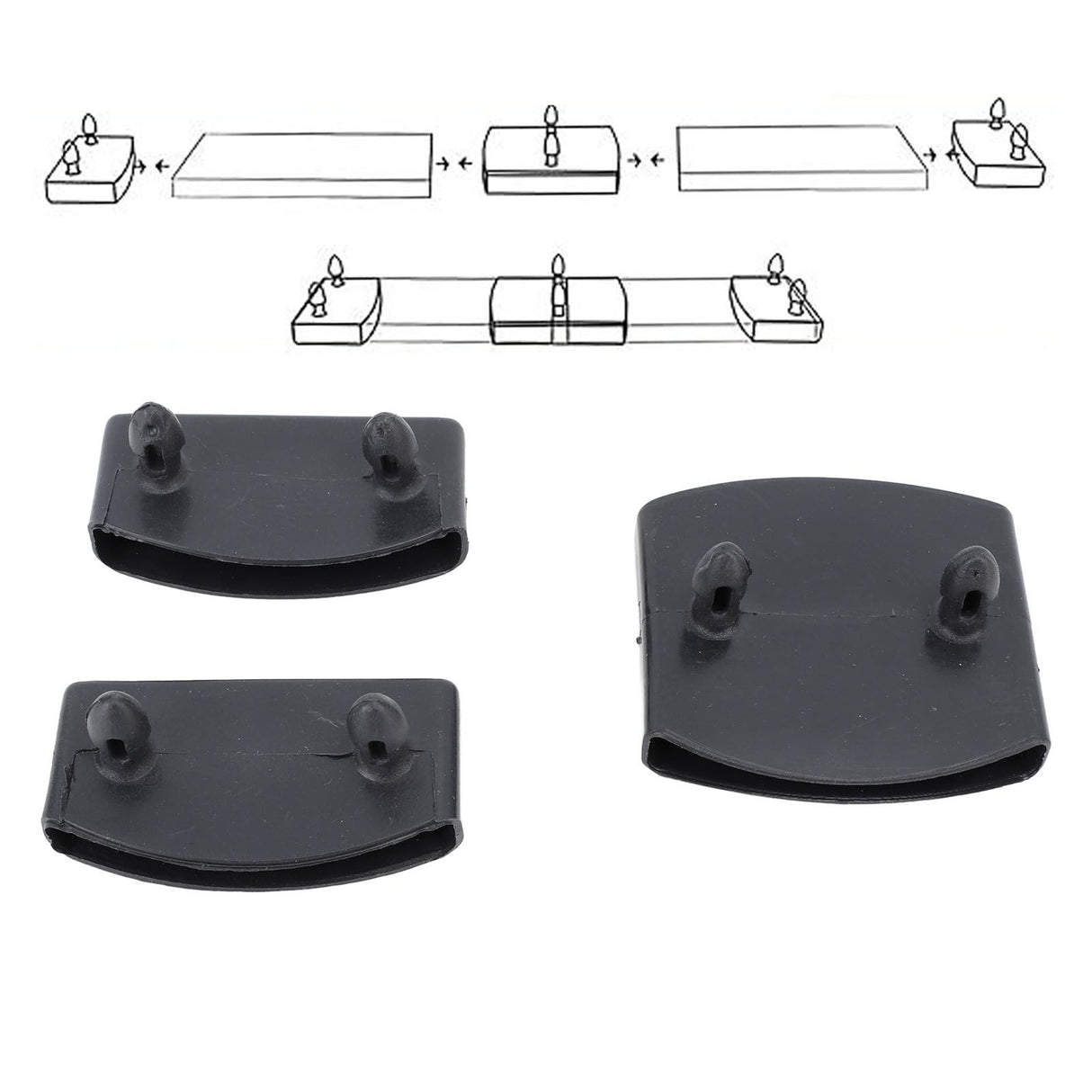 72Pcs Plastic Bed Slat End Caps Holders Centre Caps Plastic Connector Furniture Accessories for Holding and Securing Slats Black