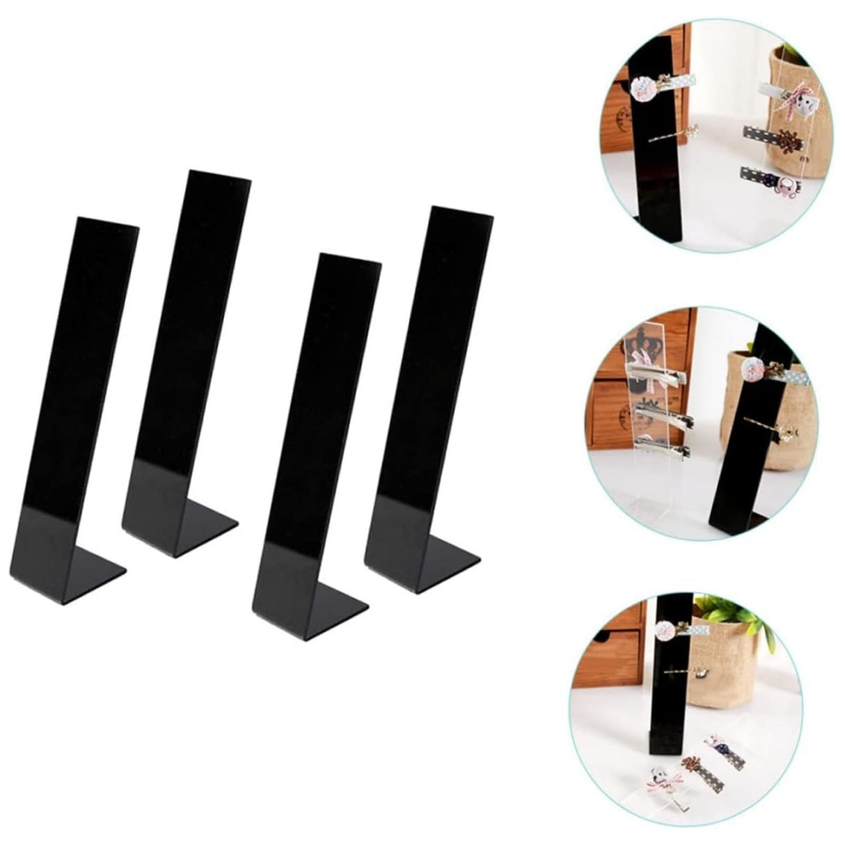 4 Pcs Acrylic Hair Band Display Stand Hair Clasp Hair Clasp Jewelry Display Holder for Shop Black