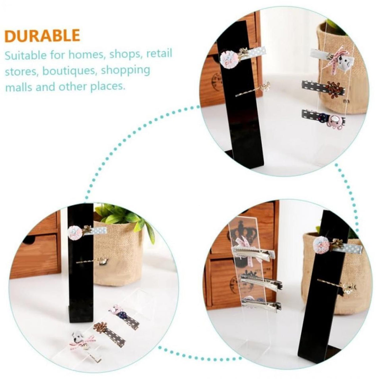 4 Pcs Acrylic Hair Band Display Stand Hair Clasp Hair Clasp Jewelry Display Holder for Shop Black