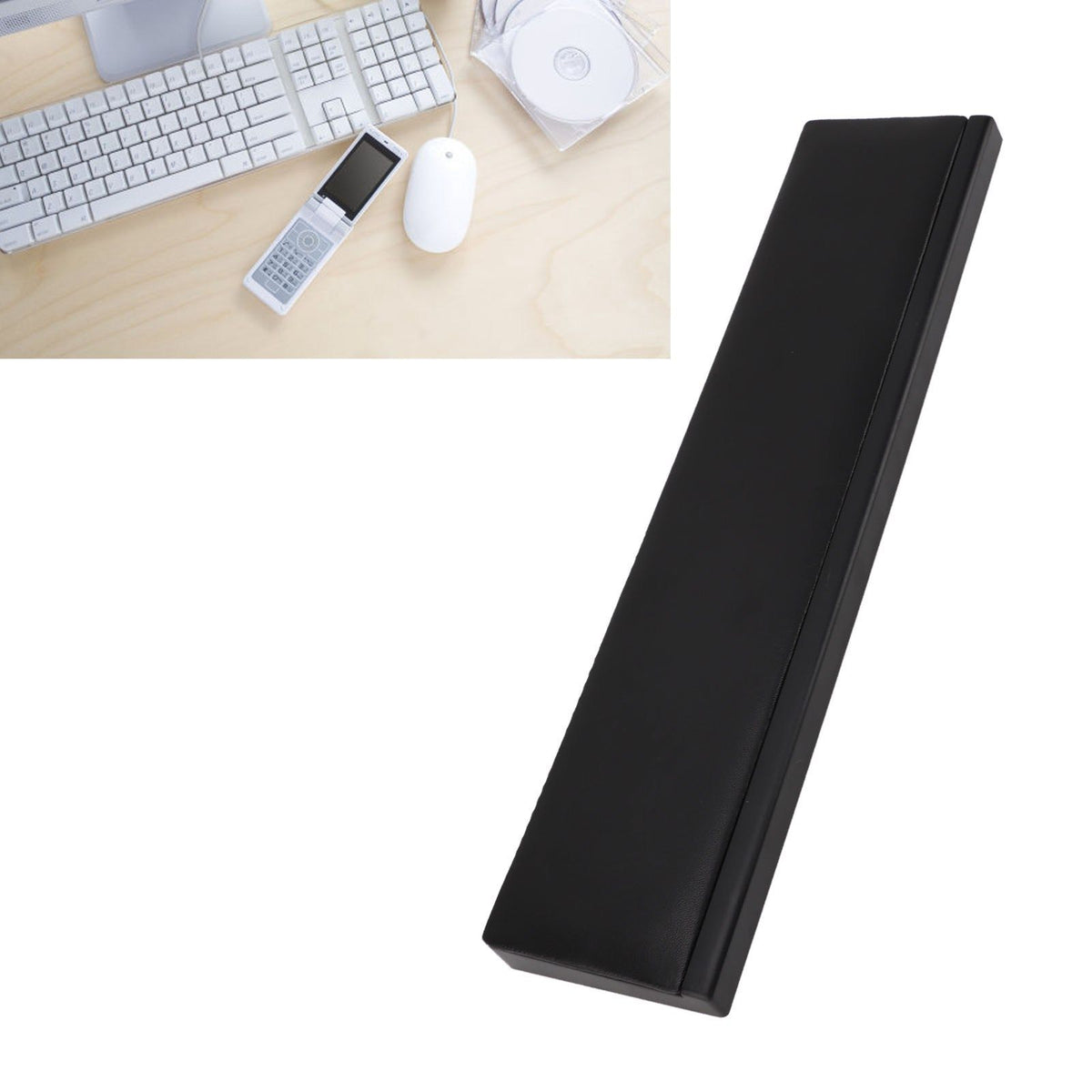 Keyboard Wrist Rest Pad Ergonomic Soft Prevent Slip Keyboard Wrist Support with Partition Storage Case for Office Black