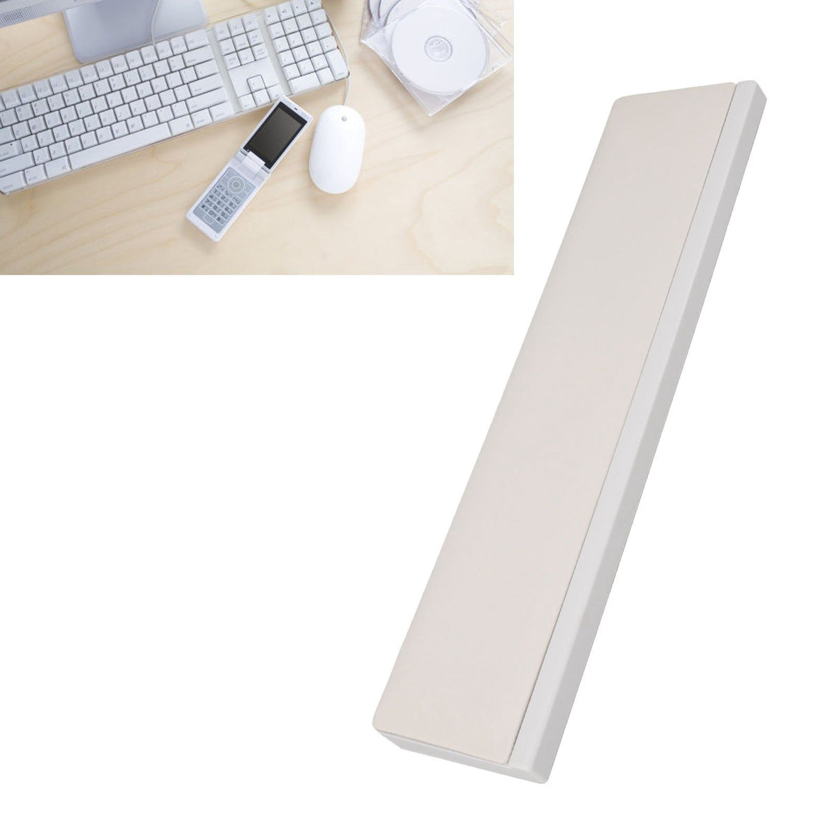 Keyboard Wrist Rest Pad Ergonomic Soft Prevent Slip Keyboard Wrist Support with Partition Storage Case for Office White