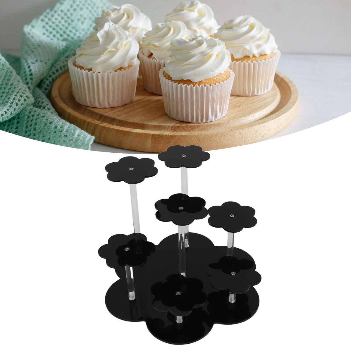 Acrylic Display Stand Figures Perfume Organizers Storage Risers Cupcake Dessert Conutertop Desktop Decoration Organizer Black