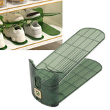 Shoe Slots Organizer Double Layer Shoe Rack Adjustable Saving Space Shoe Stack for Closet Cabinet Green