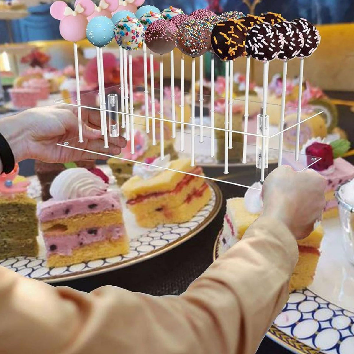Cake Pop Stand 21 Holes Clear Acrylic Lollipop Display Holder for Weddings Baby Showers Birthday Party