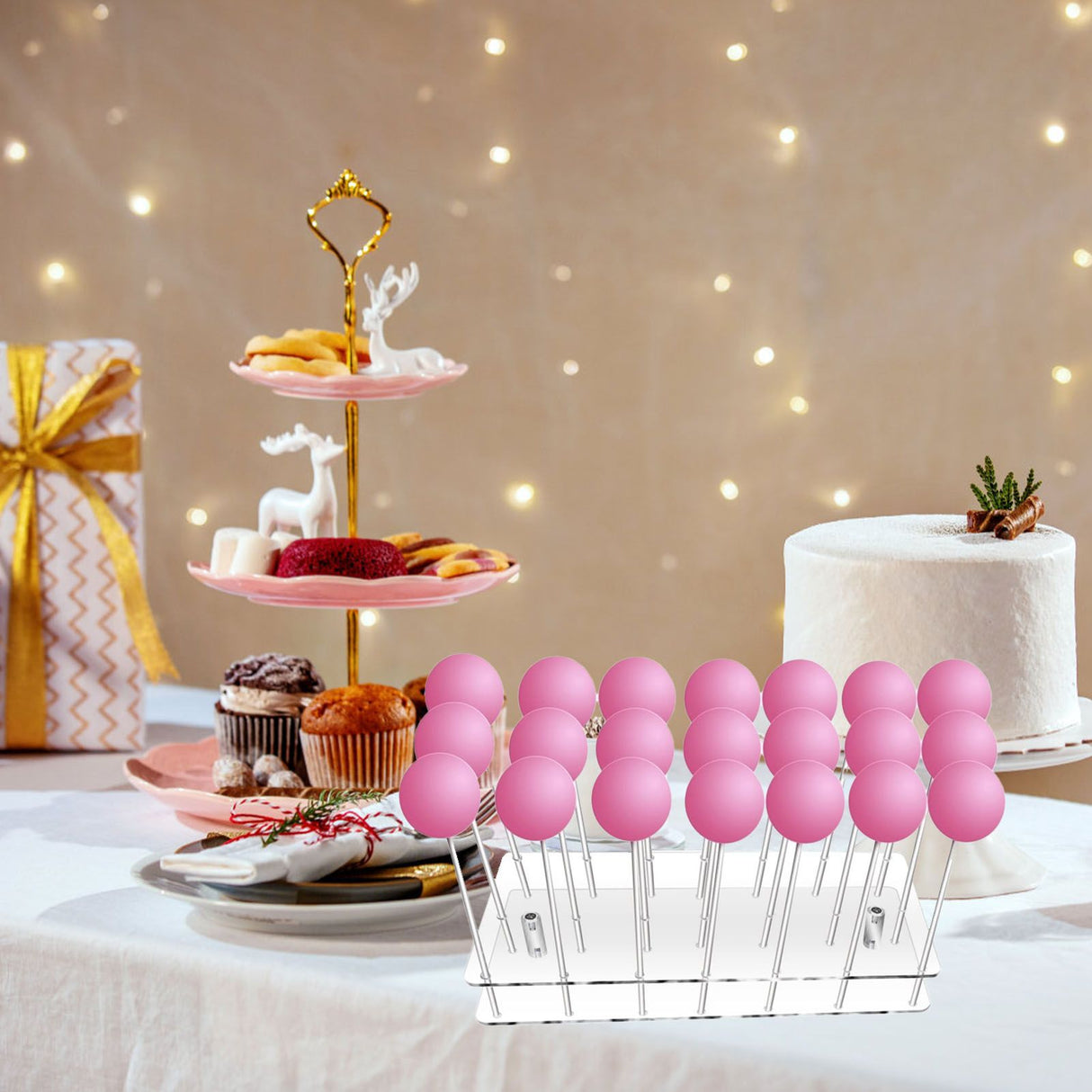 Cake Pop Stand 21 Holes Clear Acrylic Lollipop Display Holder for Weddings Baby Showers Birthday Party