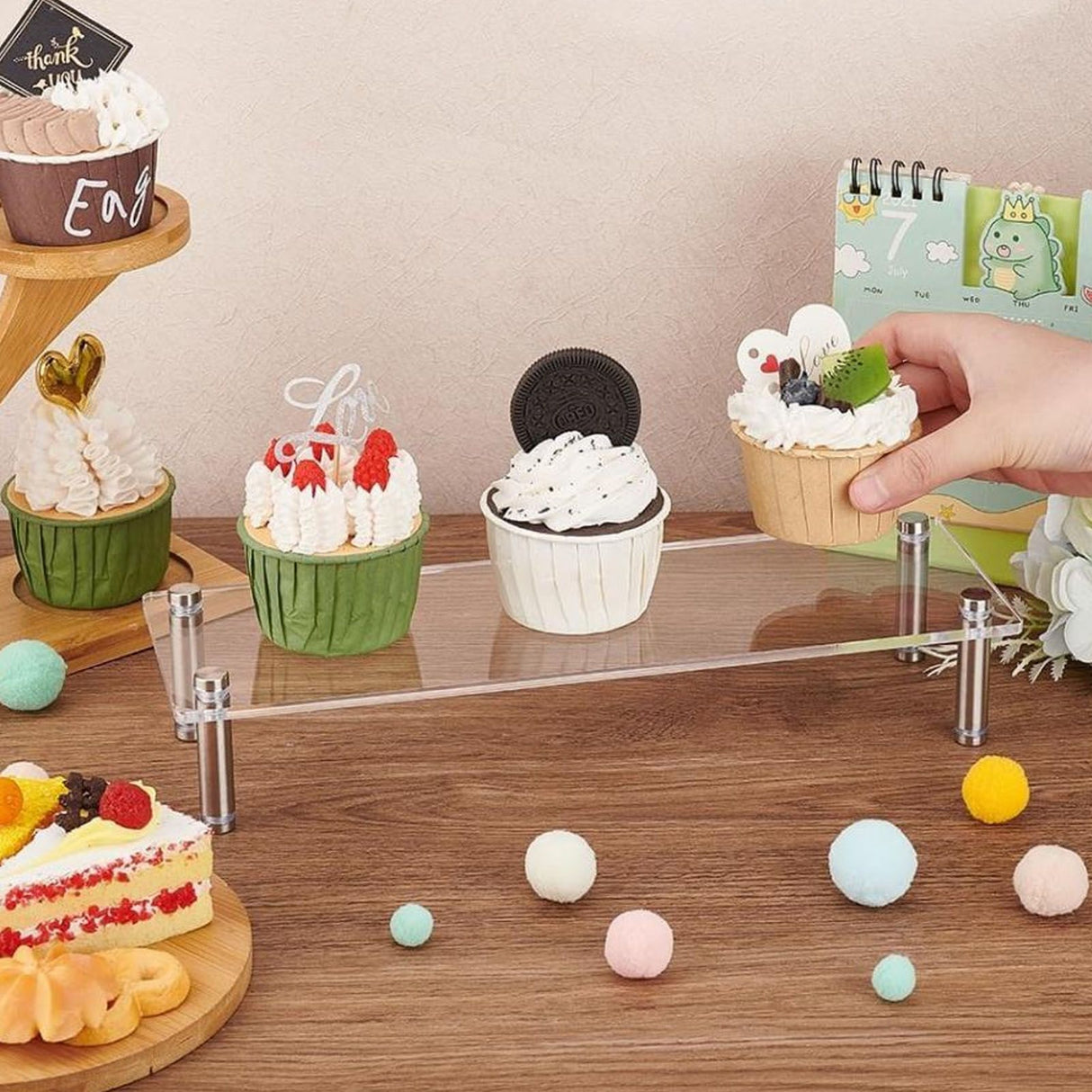 Cupcake Display Stand Multifunctional Acrylic Riser Display Stand for Food Dessert Transparent