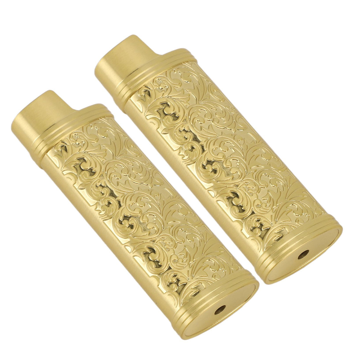 2PCS Lighter Case Cover Vintage Style Floral Stamped Zinc Alloy Shell for Lighter Protection Gold