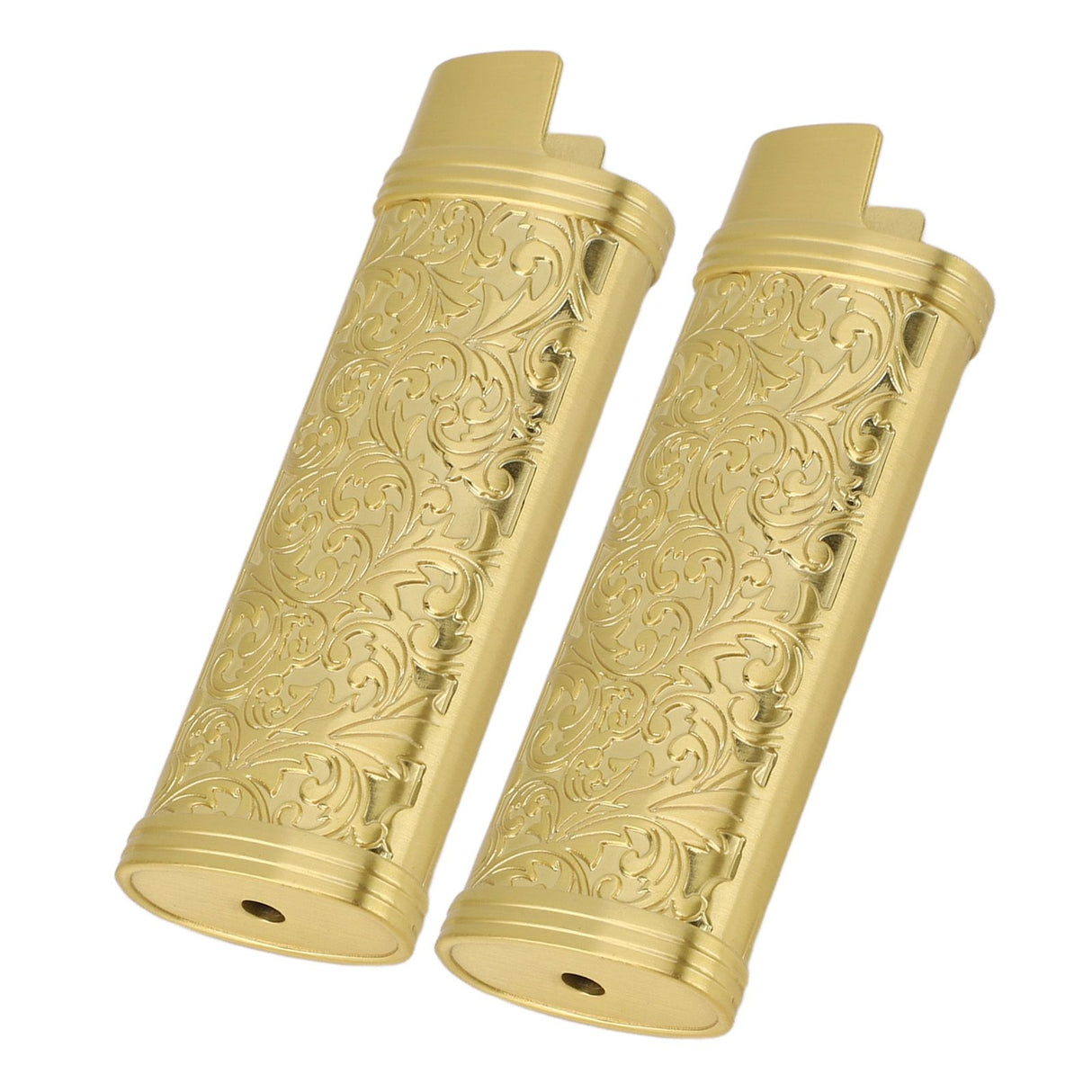 2PCS Lighter Case Cover Vintage Style Floral Stamped Zinc Alloy Shell for Lighter Protection Gold