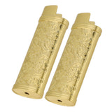 2PCS Lighter Case Cover Vintage Style Floral Stamped Zinc Alloy Shell for Lighter Protection Gold