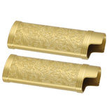 2PCS Lighter Case Cover Vintage Style Floral Stamped Zinc Alloy Shell for Lighter Protection Gold - Low Angle