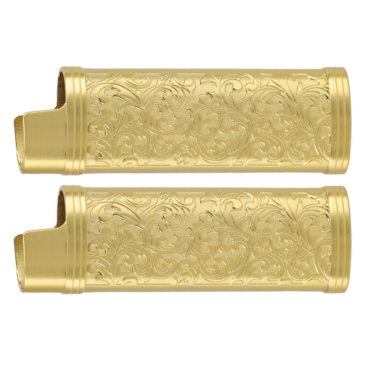 2PCS Lighter Case Cover Vintage Style Floral Stamped Zinc Alloy Shell for Lighter Protection Gold