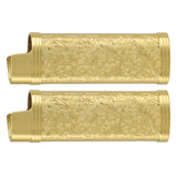 2PCS Lighter Case Cover Vintage Style Floral Stamped Zinc Alloy Shell for Lighter Protection Gold - Extra Image