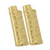 2PCS Lighter Case Cover Vintage Style Floral Stamped Zinc Alloy Shell for Lighter Protection Gold