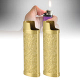 2PCS Lighter Case Cover Vintage Style Floral Stamped Zinc Alloy Shell for Lighter Protection Gold
