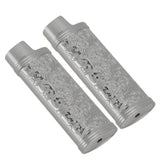 2PCS Lighter Case Cover Vintage Style Floral Stamped Zinc Alloy Shell for Lighter Protection Gray - Top-Down View