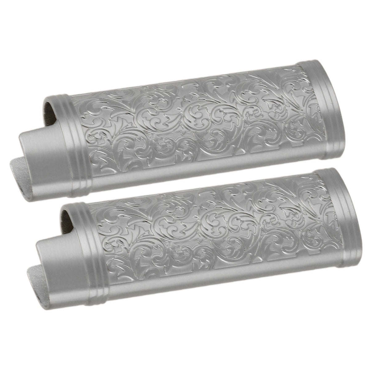 2PCS Lighter Case Cover Vintage Style Floral Stamped Zinc Alloy Shell for Lighter Protection Gray