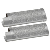2PCS Lighter Case Cover Vintage Style Floral Stamped Zinc Alloy Shell for Lighter Protection Gray - Close-Up Angle
