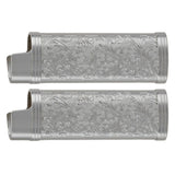 2PCS Lighter Case Cover Vintage Style Floral Stamped Zinc Alloy Shell for Lighter Protection Gray