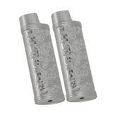 2PCS Lighter Case Cover Vintage Style Floral Stamped Zinc Alloy Shell for Lighter Protection Gray - Extra Image