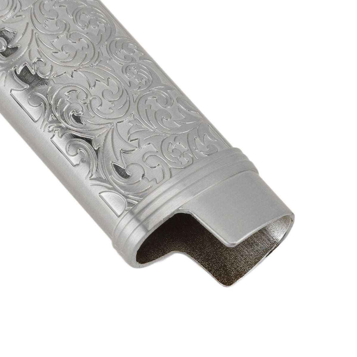 2PCS Lighter Case Cover Vintage Style Floral Stamped Zinc Alloy Shell for Lighter Protection Gray
