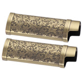 2PCS Lighter Case Cover Vintage Style Floral Stamped Zinc Alloy Shell for Lighter Protection Bronze - Top-Down View