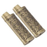 2PCS Lighter Case Cover Vintage Style Floral Stamped Zinc Alloy Shell for Lighter Protection Bronze