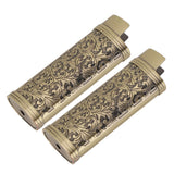 2PCS Lighter Case Cover Vintage Style Floral Stamped Zinc Alloy Shell for Lighter Protection Bronze