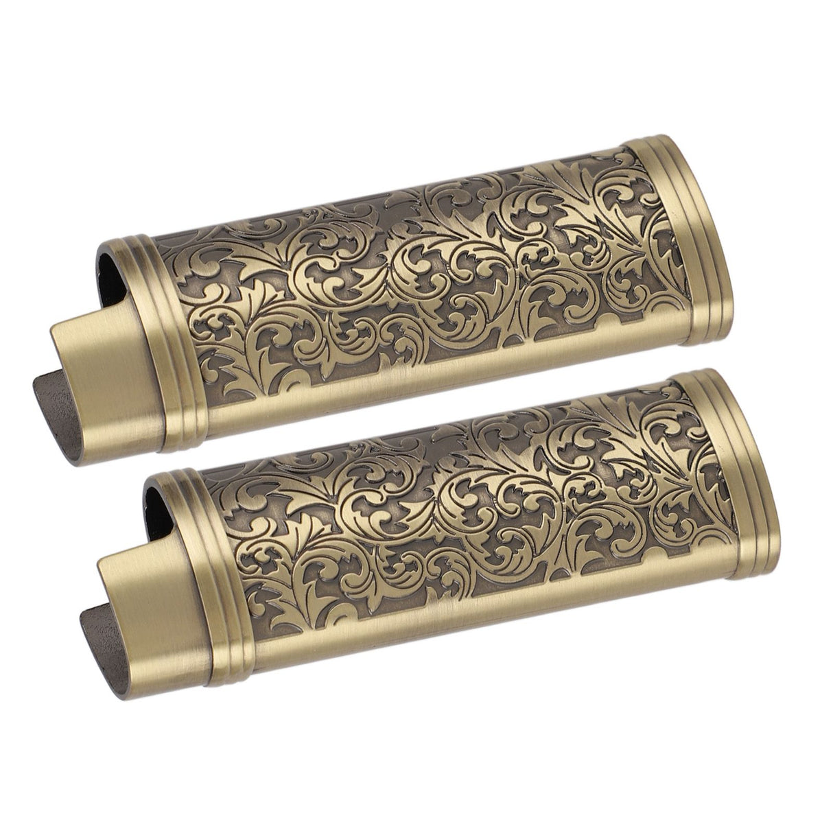 2PCS Lighter Case Cover Vintage Style Floral Stamped Zinc Alloy Shell for Lighter Protection Bronze