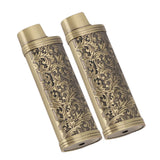 2PCS Lighter Case Cover Vintage Style Floral Stamped Zinc Alloy Shell for Lighter Protection Bronze