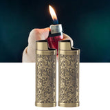 2PCS Lighter Case Cover Vintage Style Floral Stamped Zinc Alloy Shell for Lighter Protection Bronze - Extra Image