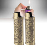 2PCS Lighter Case Cover Vintage Style Floral Stamped Zinc Alloy Shell for Lighter Protection Bronze - Extra Image