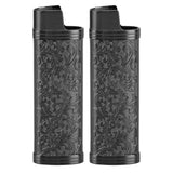 2PCS Lighter Case Cover Vintage Style Floral Stamped Zinc Alloy Shell for Lighter Protection Black