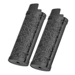 2PCS Lighter Case Cover Vintage Style Floral Stamped Zinc Alloy Shell for Lighter Protection Black