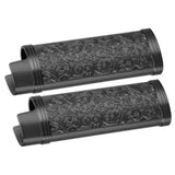 2PCS Lighter Case Cover Vintage Style Floral Stamped Zinc Alloy Shell for Lighter Protection Black