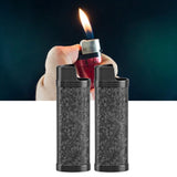 2PCS Lighter Case Cover Vintage Style Floral Stamped Zinc Alloy Shell for Lighter Protection Black - Extra Image
