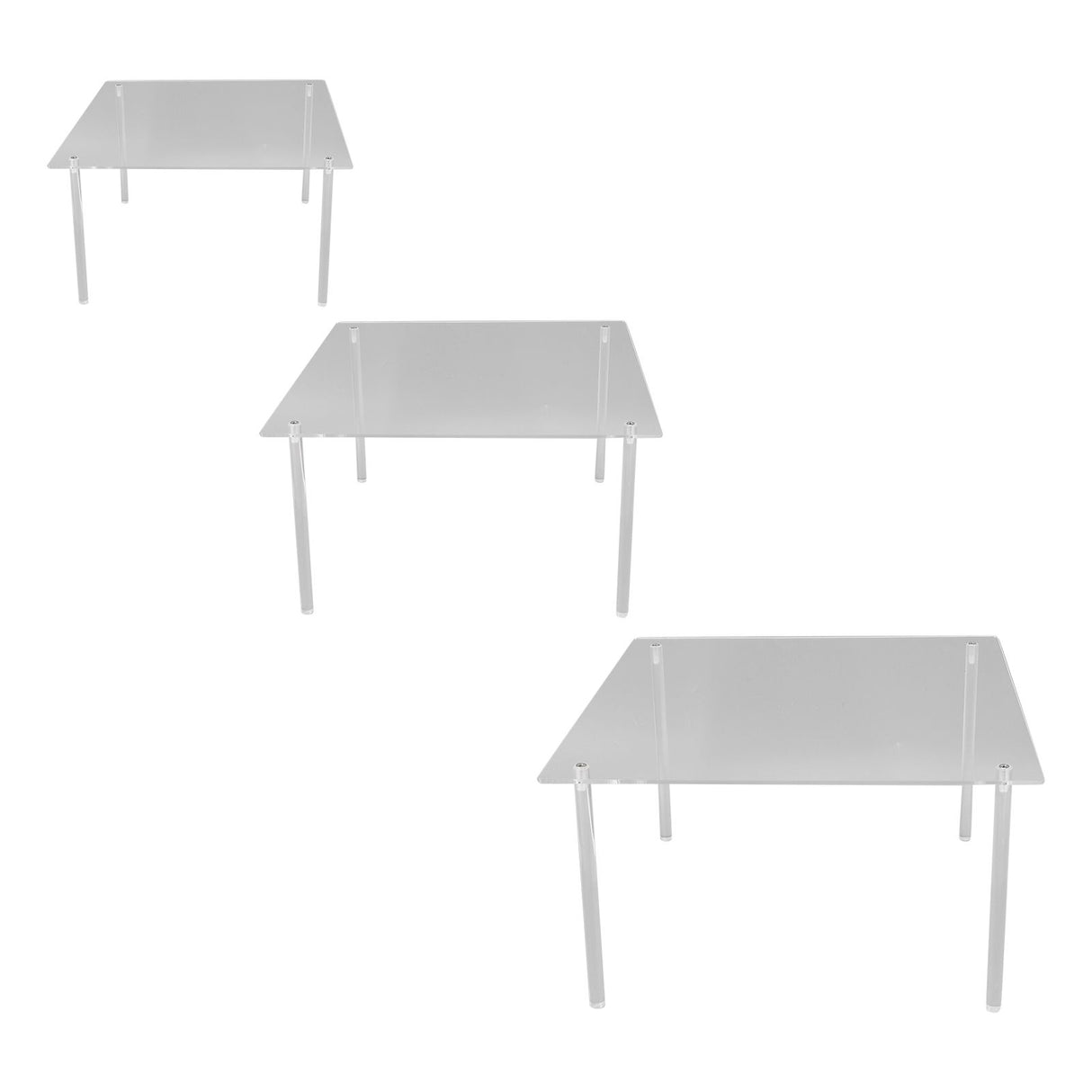 3 Set Square Clear Acrylic Cake Stand Acrylic Cupcake Stand for Cake Pizza Dessert Christmas Wedding Birthday Baby Shower Tea Party